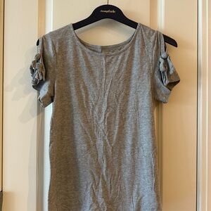 Gray Short Sleeve Top with Tie Details